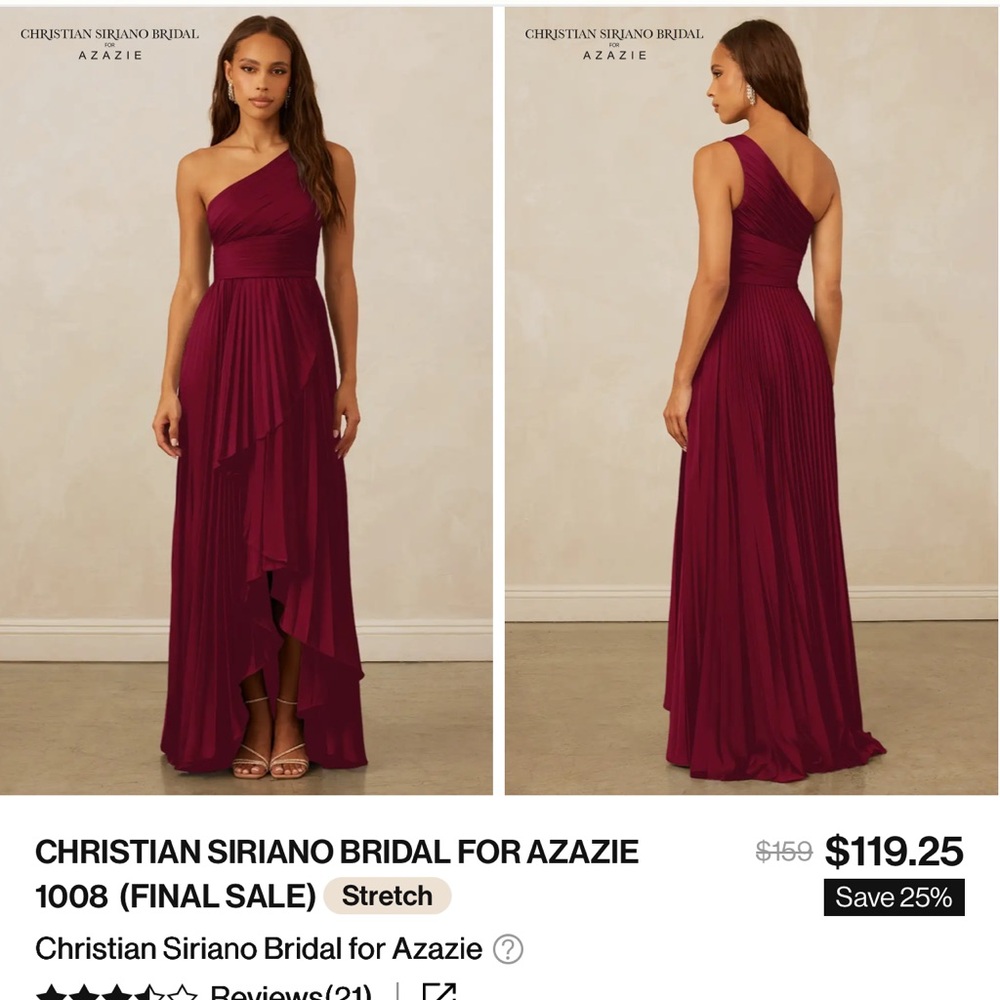 Christian Siriano Deep Red One-Shoulder Dress